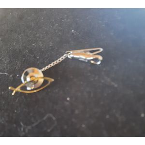 Gold Toned Ichthys Symbol with Sterling Clip Tie Tack